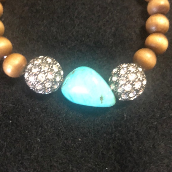 STELLA AND DOT TURQUOISE AND RHINESTONE BRACELET - Picture 4 of 5